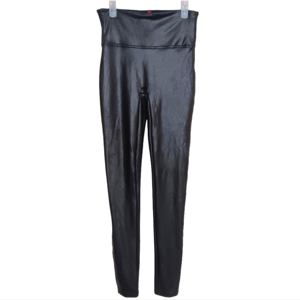 Spanx Women's High Rise Faux Vegan Leather Leggings Power Waistband Size Small